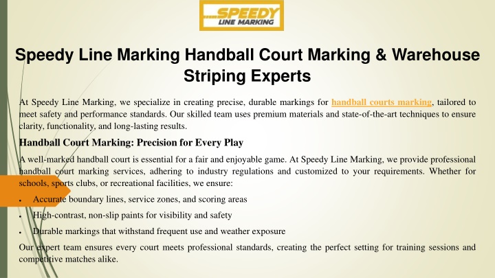 speedy line marking handball court marking