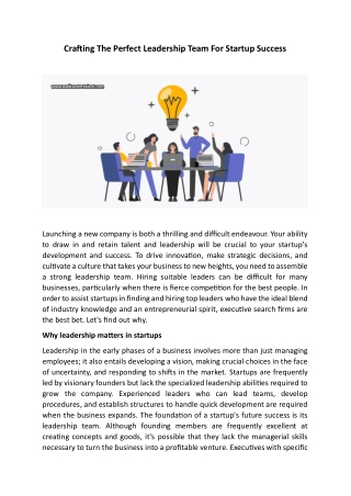 Crafting The Perfect Leadership Team For Startup Success