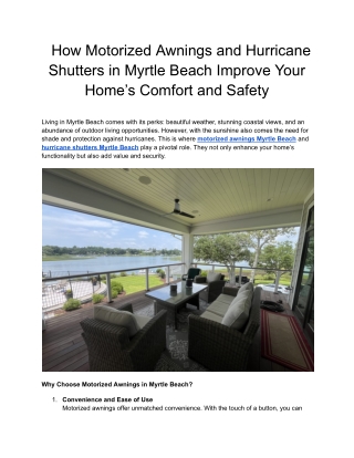 How Motorized Awnings and Hurricane Shutters in Myrtle Beach Improve Your Home’s Comfort and Safety