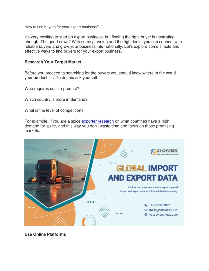 how to find buyers for your export business