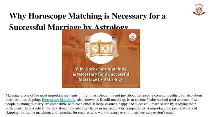 why horoscope matching is necessary