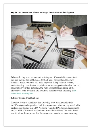 Key Factors to Consider When Choosing a Tax Accountant in Ashgrove