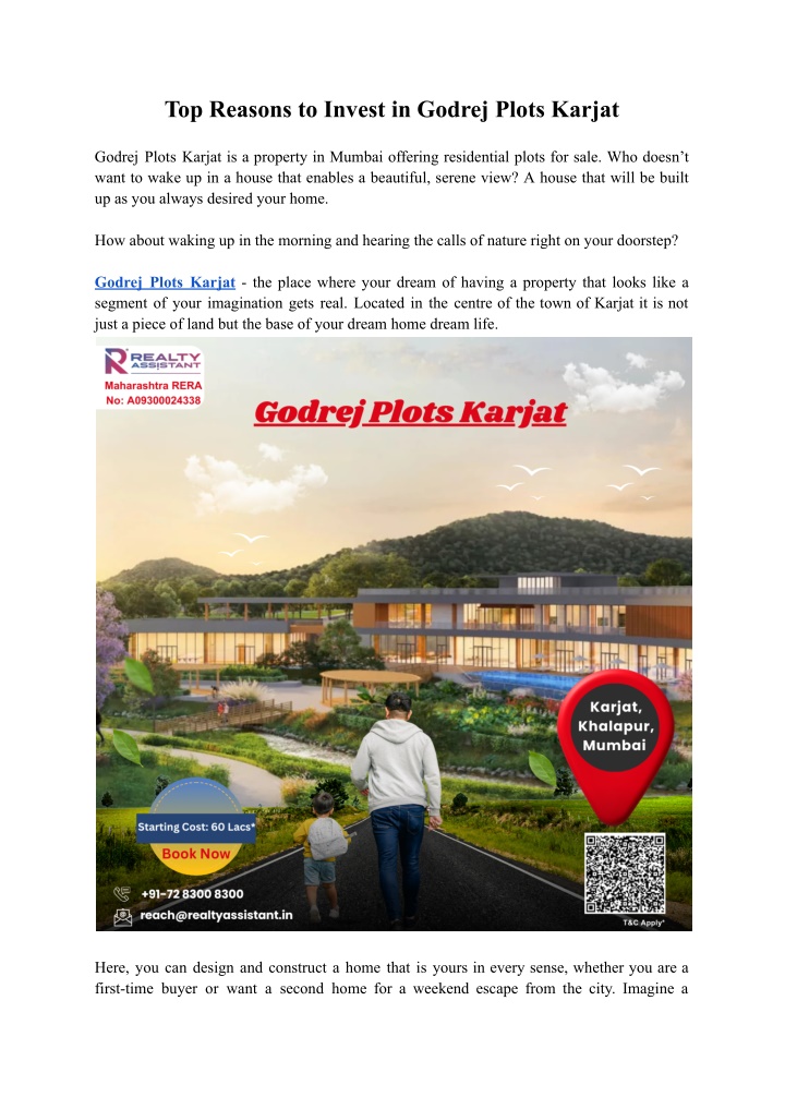 top reasons to invest in godrej plots karjat