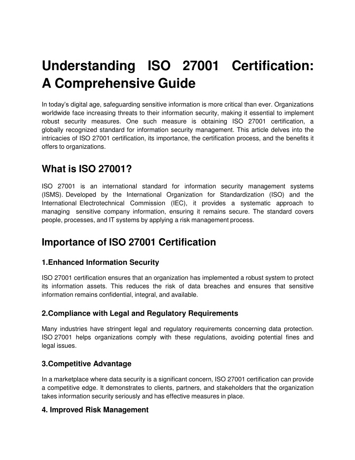 understanding iso 27001 certification