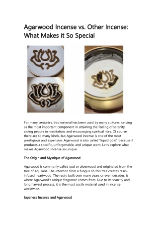 Agarwood Incense- What Makes it So Special