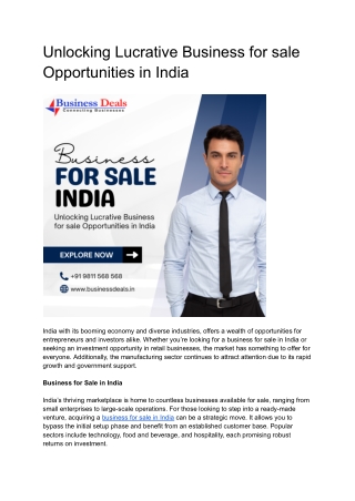 Unlocking Lucrative Business Opportunities in India