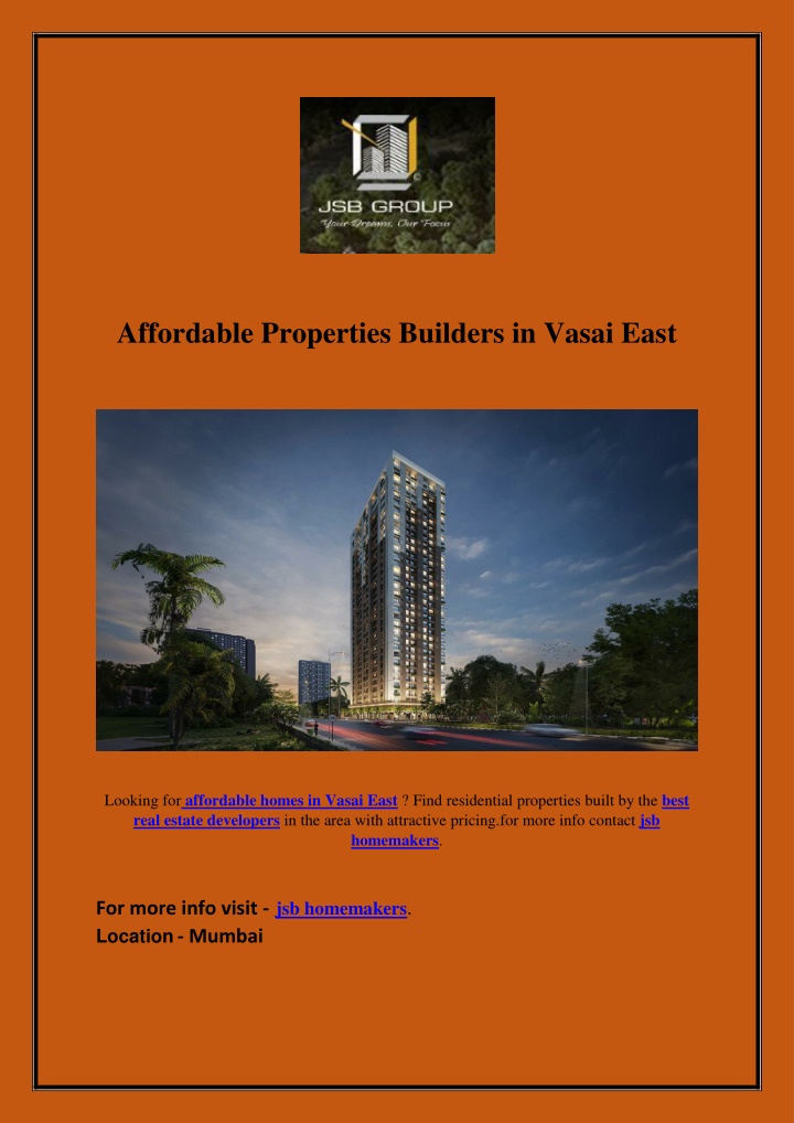 affordable properties builders in vasai east