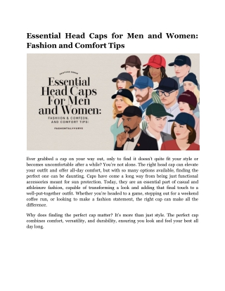 Essential Head Caps for Men and Women_ Fashion and Comfort Tips