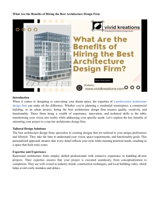 What Are the Benefits of Hiring the Best Architecture Design Firm