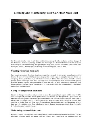 cleaning and maintaining your car floor mats well