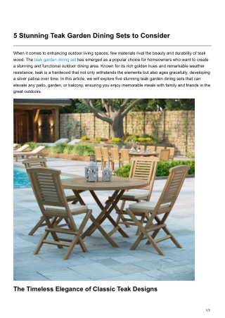 5 Stunning Teak Garden Dining Sets to Consider