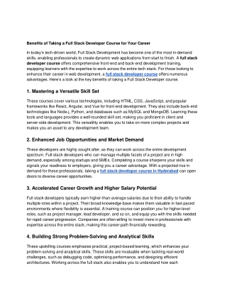 benefits of taking a full stack developer course