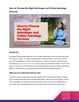 How to Choose the Right Astrologer and Online Astrology Services