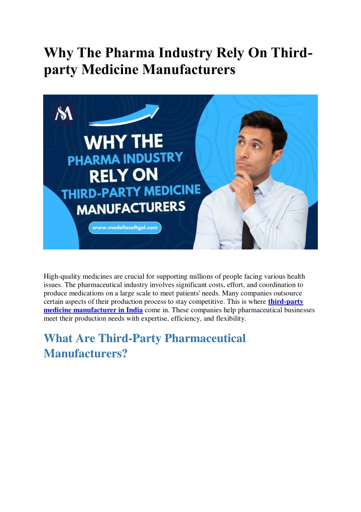 why the pharma industry rely on third party