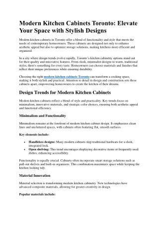 Modern Kitchen Cabinets Toronto