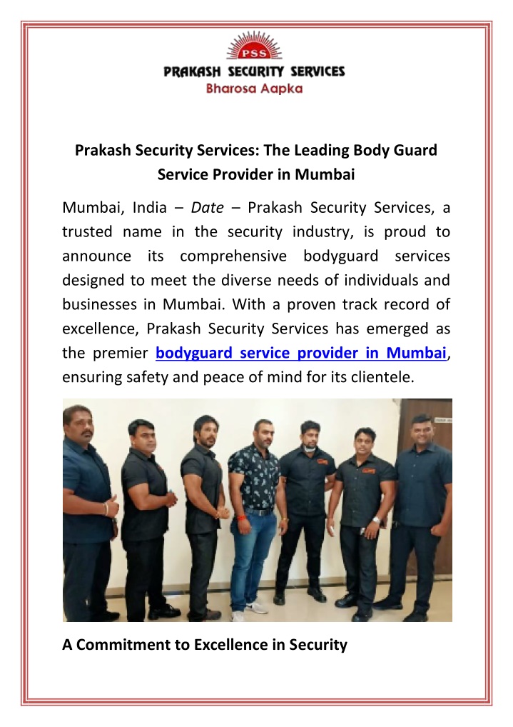 prakash security services the leading body guard