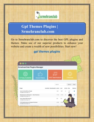 Gpl Themes Plugins | Srmehranclub.com