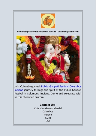 Public Ganpati Festival Columbus Indiana  Columbusganesh.com