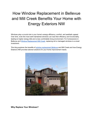 How Window Replacement in Bellevue and Mill Creek Benefits Your Home with Energy Exteriors NW