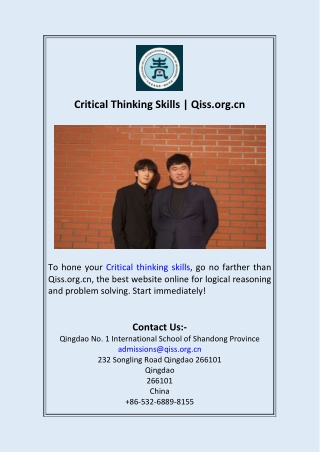 critical thinking skills qiss org cn