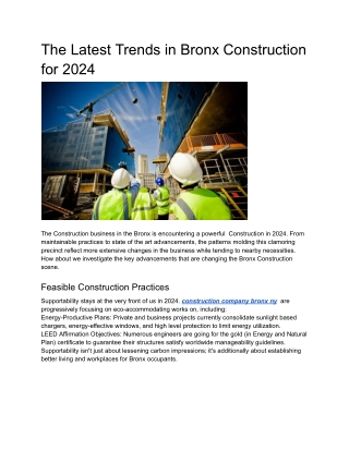 The Latest Trends in Bronx Construction for 2024