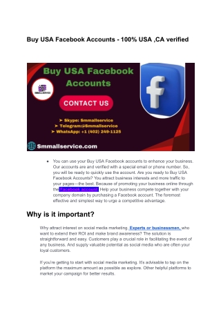 Buy USA Facebook Accounts - 100% USA ,CA verified
