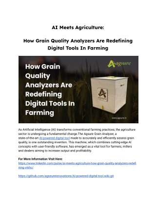 AI Meets Agriculture: How Grain Quality Analyzers Are Redefining Digital Tools