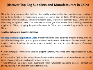 Discover Top Bag Suppliers and Manufacturers in China