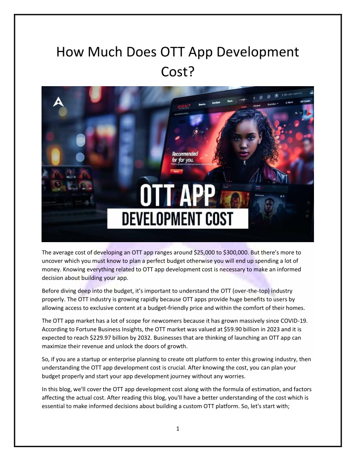 how much does ott app development cost