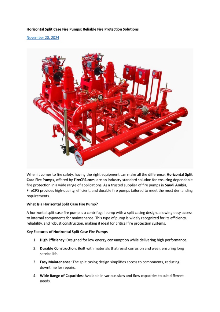 horizontal split case fire pumps reliable fire