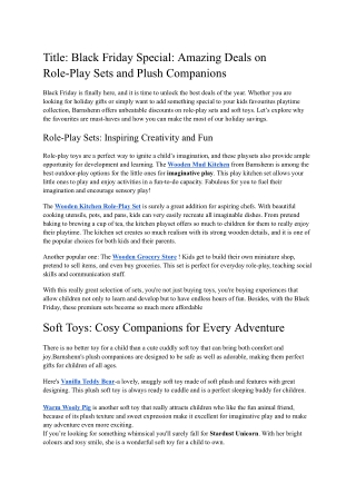 Amazing Deals on Role-Play Sets and Plush Companions - Google Docs