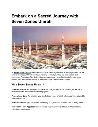 Embark on a Sacred Journey with Seven Zones Umrah