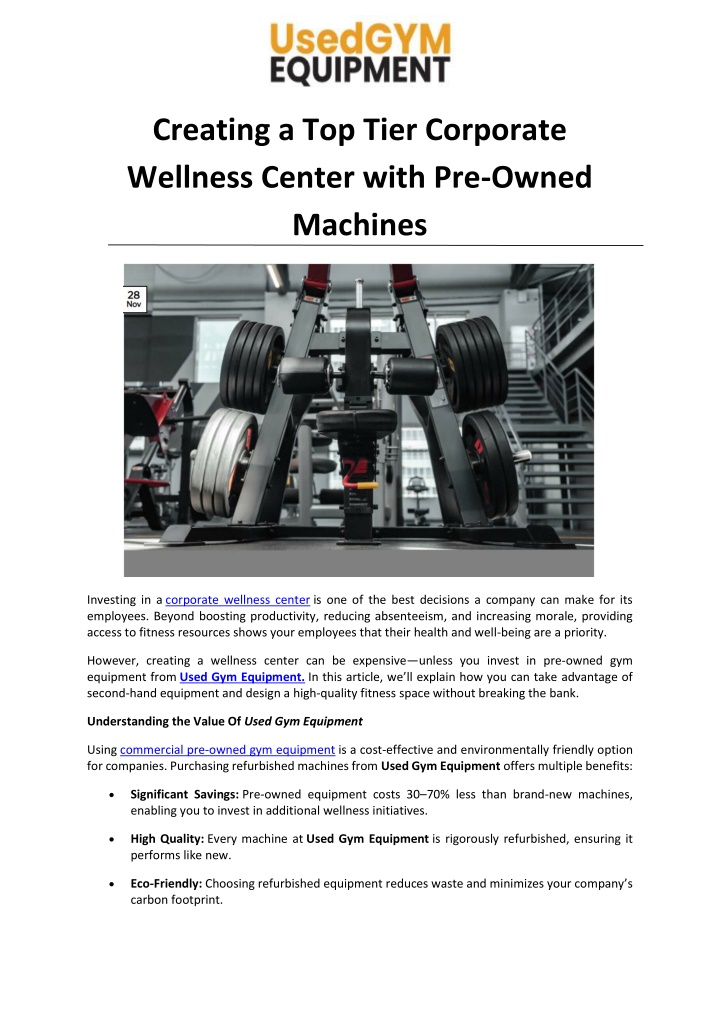 creating a top tier corporate wellness center