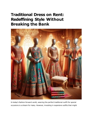 Traditional Dress on Rent_ Redefining Style Without Breaking the Bank