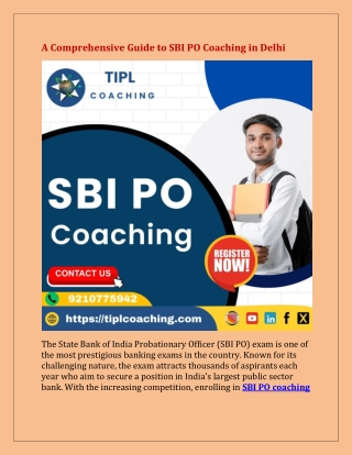 A Comprehensive Guide to SBI PO Coaching in Delhi