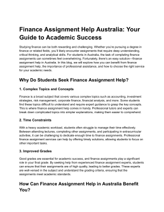 finance assignment help australia your guide