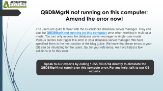 qbdbmgrn not running on this computer amend the error now