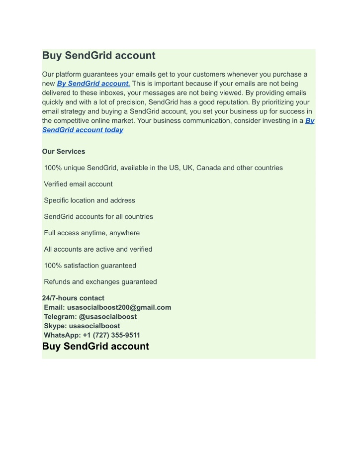 buy sendgrid account