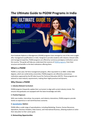 The Ultimate Guide to PGDM Programs in India