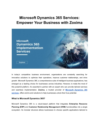 Microsoft Dynamics 365 Services_ Empower Your Business with Zoxima