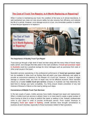 The Cost of Truck Tire Repairs: Is It Worth Replacing or Repairing?