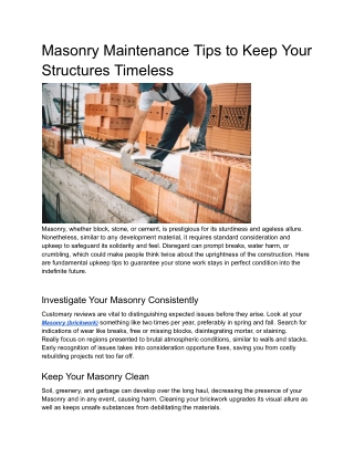 masonry maintenance tips to keep your structures