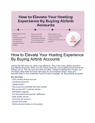 How to Elevate Your Hosting Experience By Buying Airbnb Accounts