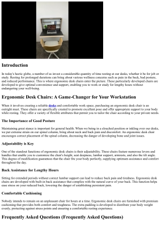 Ergonomic Desk Chairs: Enhancing Comfort and Productivity in your Work space