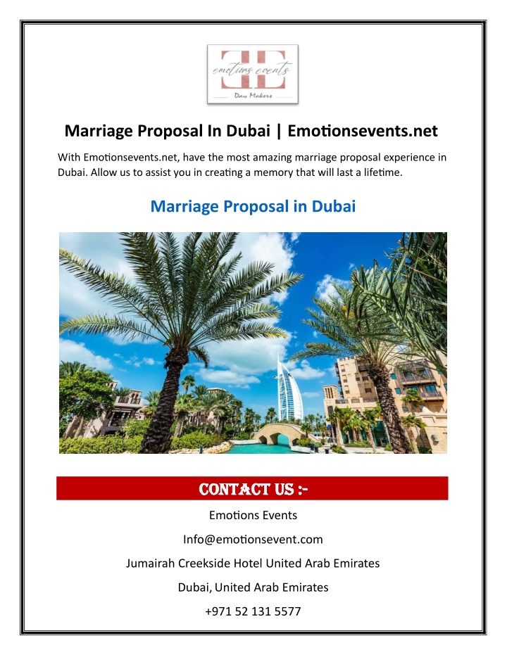 marriage proposal in dubai emotionsevents net