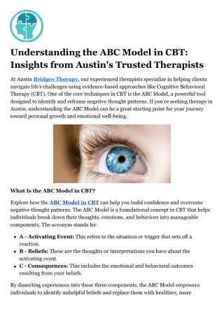 Understanding the ABC Model in CBT Insights from Austin's Trusted Therapists