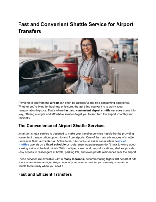 fast and convenient shuttle service for airport