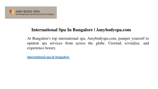 International Spa In Bangalore Amybodyspa.com