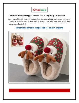 Christmas Bedroom Slipper Slip For Sale In England Xmasluxe.uk