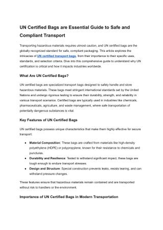 UN Certified Bags are Essential Guide to Safe and Compliant Transport